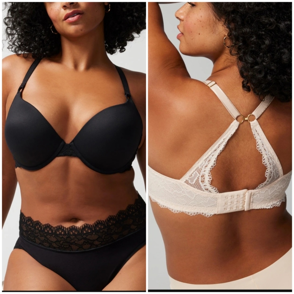 NWOT Soma‎ Embraceable Push-Up Plunge Black Bra With Lace Size 42C
